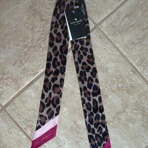 KATE SPADE SPADE SILK SKINNY SCARF:NWT SPOTTED LEOPARD